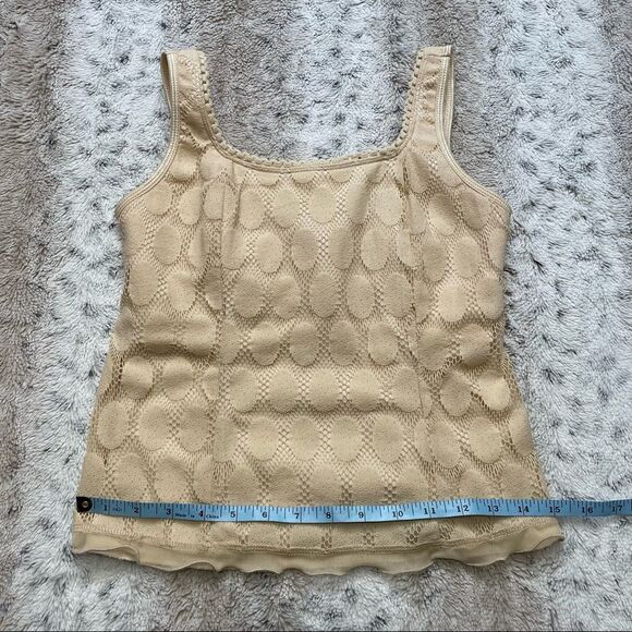 [s] Laura Petite | Vintage Lacey Boho Scoop Neck Tank Top In Custard Beige - Picture 6 of 7